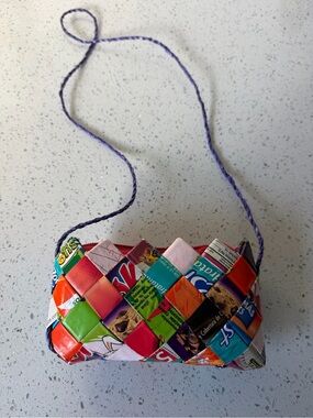 Handwoven Multicolor Upcycled Mini Shoulder Bag
